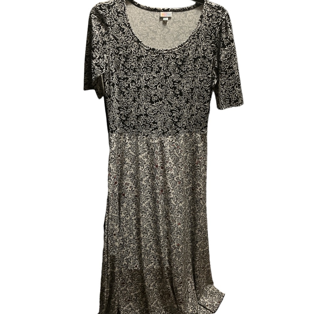 LuLaRoe Black and White Floral Maxi Dress